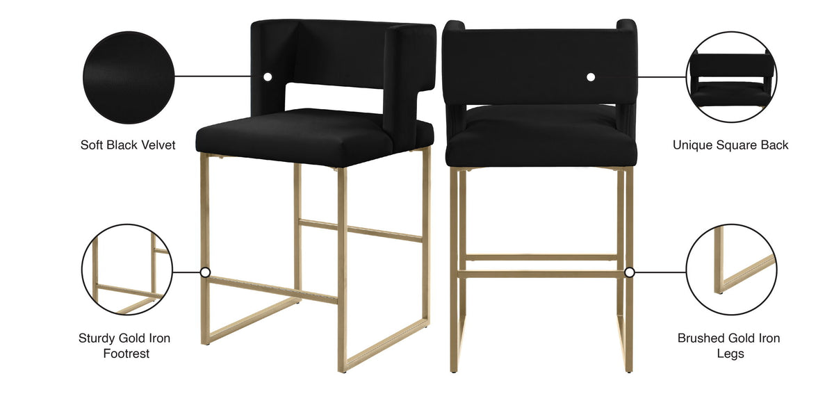 Caleb - Counter Stool with Gold Legs (Set of 2)