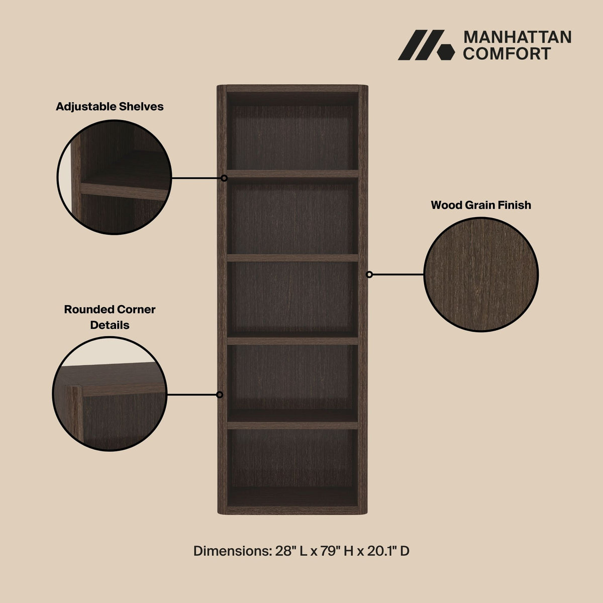 Manhattan Rivington - Open Bookcase