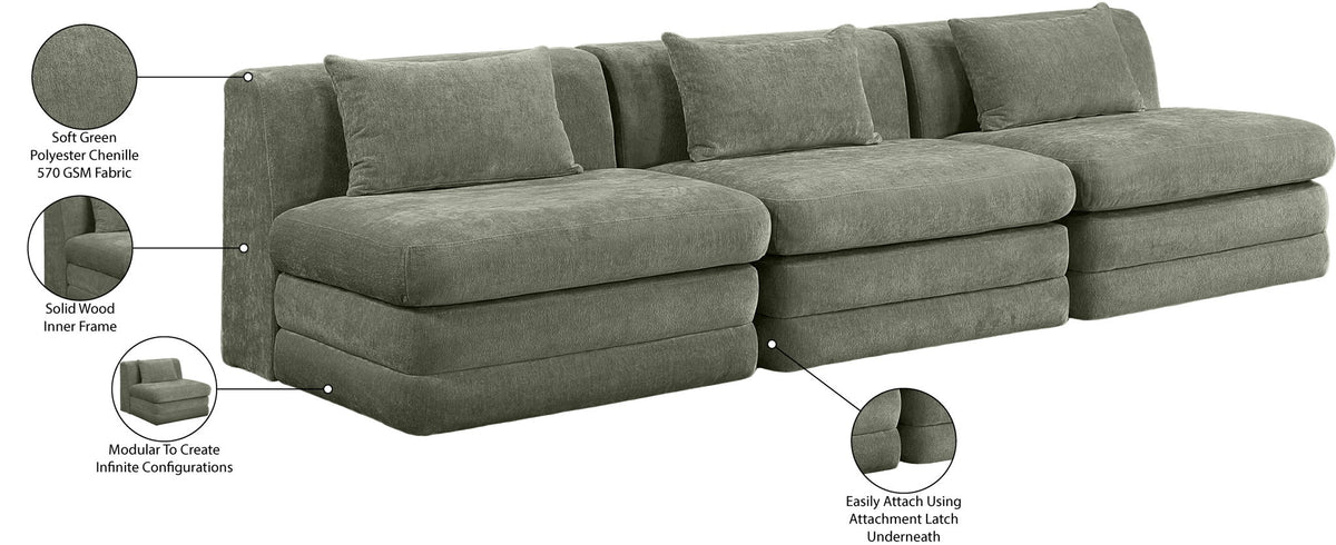 Stellar - 3 Piece 114" Upholstered Modular Armless Sofa