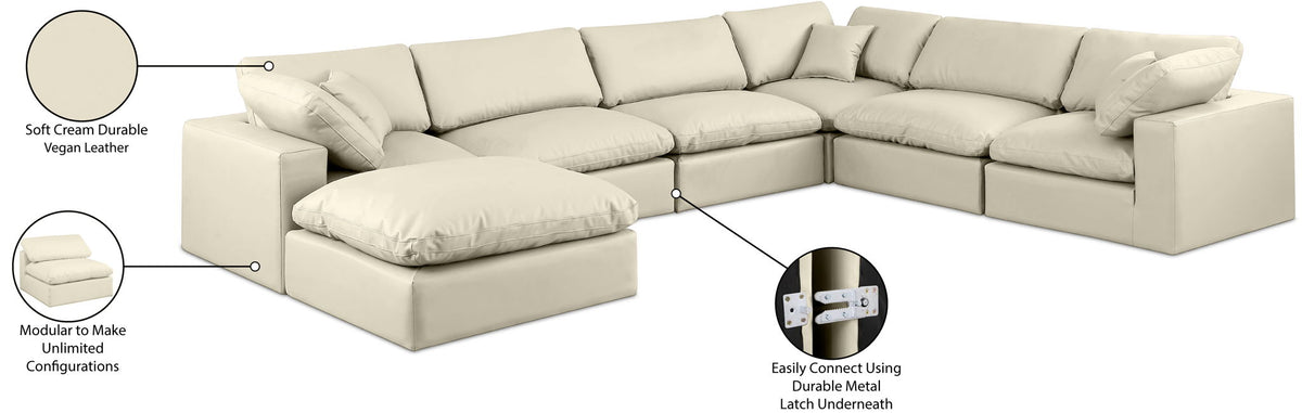 Comfy - 7 Piece Faux Leather Modular Sectional With Chaise