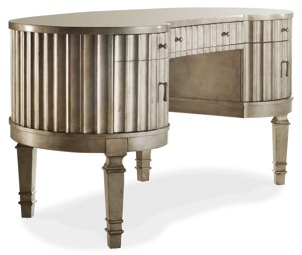 Melange - Fluted Kidney Desk - Silver