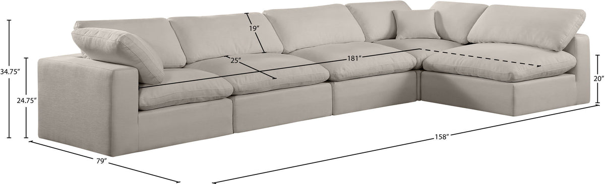 Comfy - 5 Piece Linen Modular Sectional