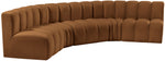 Arc - Velvet 5 Piece U-Shaped Modular Sofa - Saddle