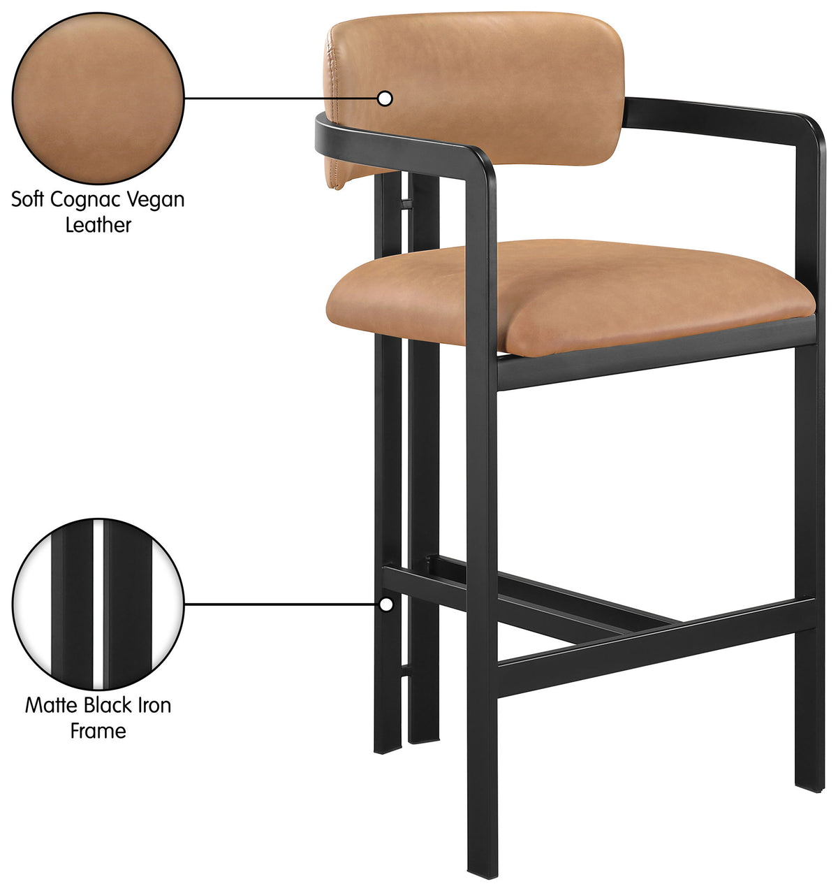 Aurum - Vegan Leather Upholstered Counter Stool With Graphite Black Base