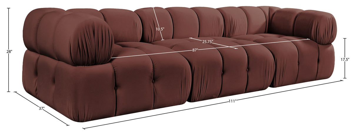Orin - Velvet Performance Fabric Upholstered 3 Piece Modular Sofa