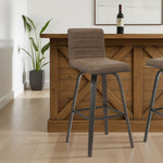 Vienna - 39.5" Swivel Bar Height Square Back Wood Bar Stool With Faux Leather Seat