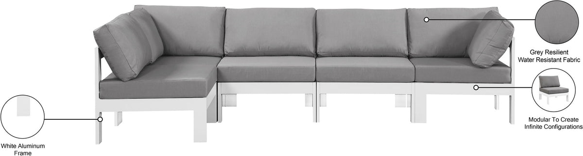 Nizuc - Outdoor Patio 5 Piece Modular Sectional With White Frame