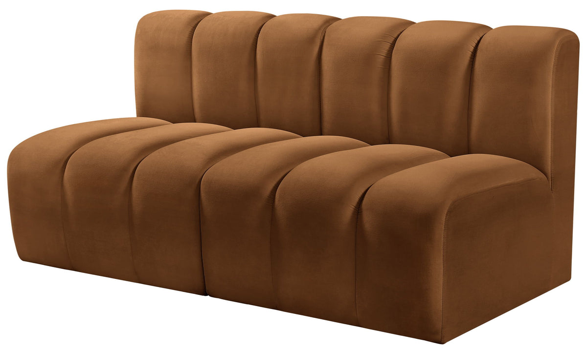 Arc - Velvet 2 Pieces Modular Sofa - Saddle