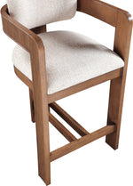 Sacha - Linen Stool With Brown Base