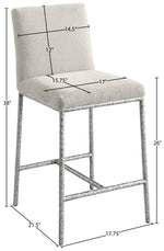 Reeves - Chenille Fabric Upholstered Counter Stool (Set of 2) - Silver Base