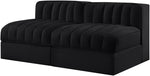 Rummi - Velvet Performance Fabric Upholstered 2 Piece Modular Armless Loveseat
