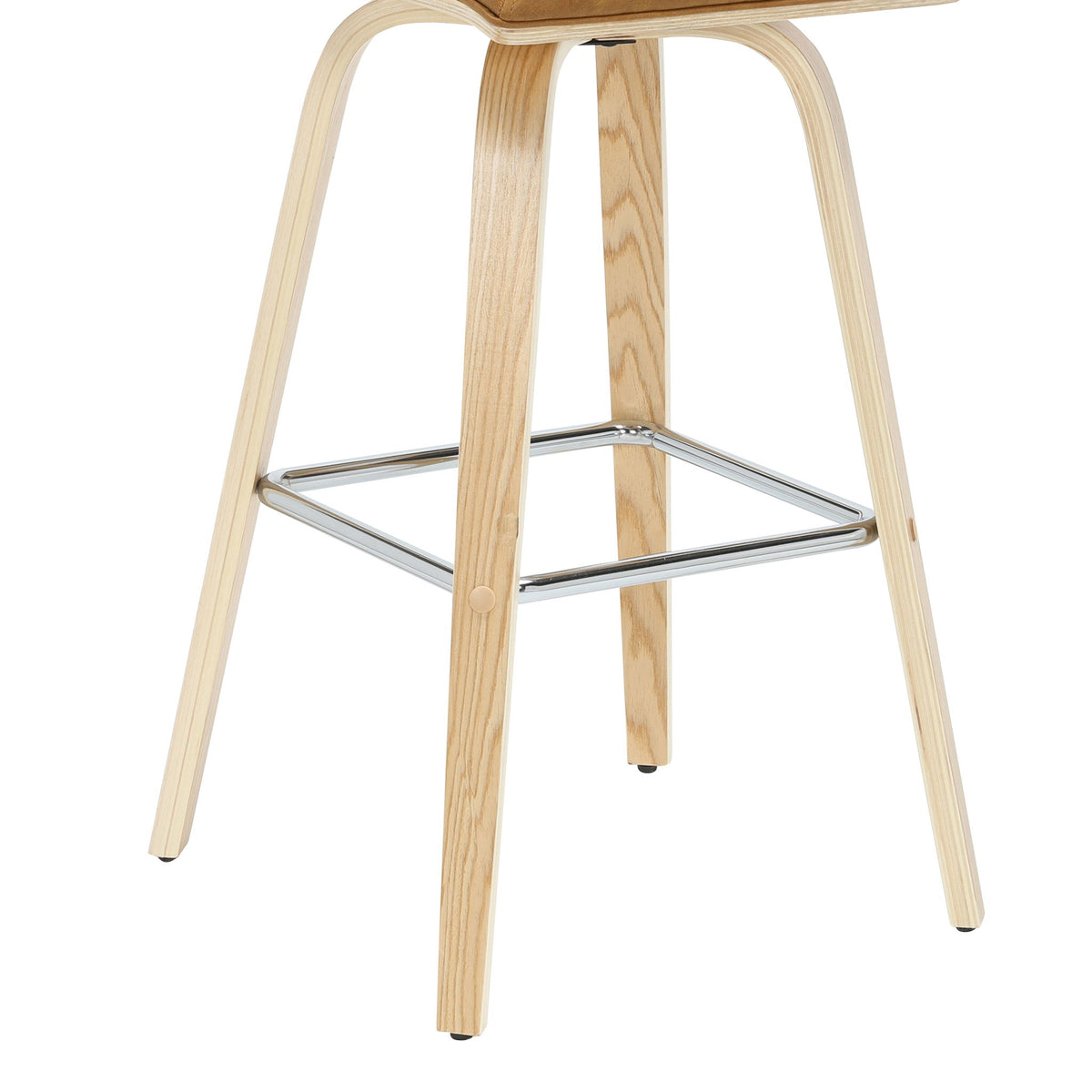 Vienna - 39.5" Swivel Bar Height Square Back Wood Bar Stool With Faux Leather Seat