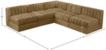 Rummi - Armless Velvet Performance Fabric Upholstered 5 Piece Modular Sectional
