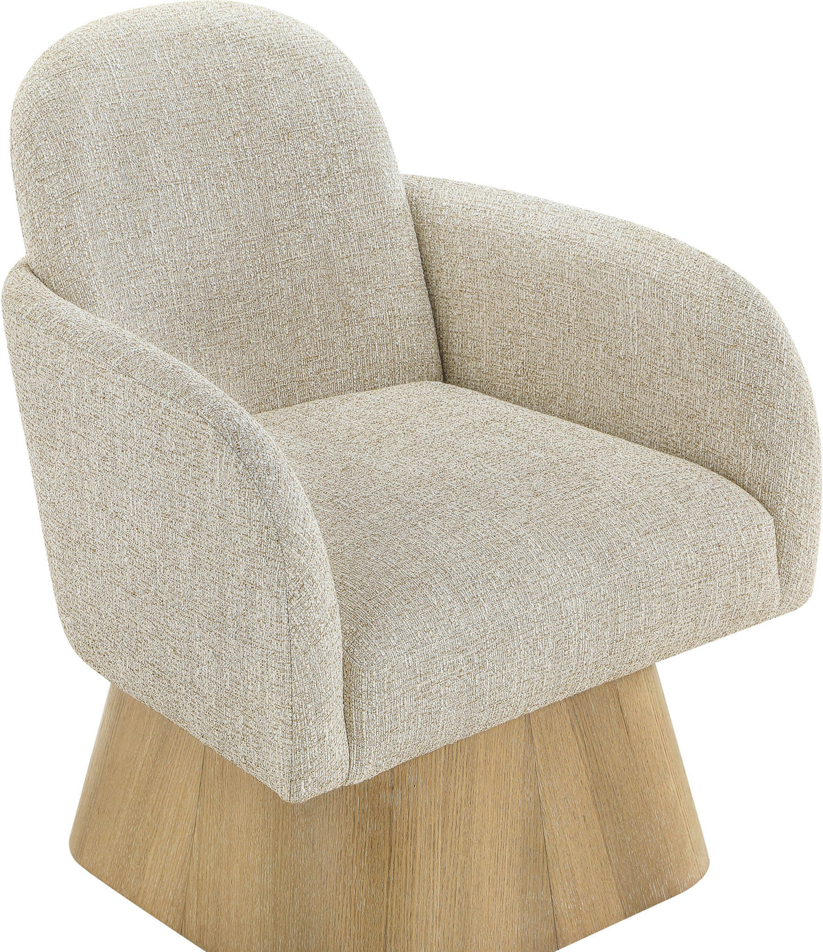 Marlowe - Linen Textured Fabric Upholstered Swivel Accent Chair - Stained Natural