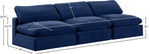 Comfy - Velvet Modular Armless Sofa 3 Seats