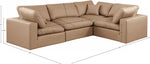 Comfy - 4 Piece Faux Leather Modular Sectional - Tan