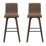 Vienna - 39.5" Swivel Bar Height Square Back Wood Bar Stool With Faux Leather Seat