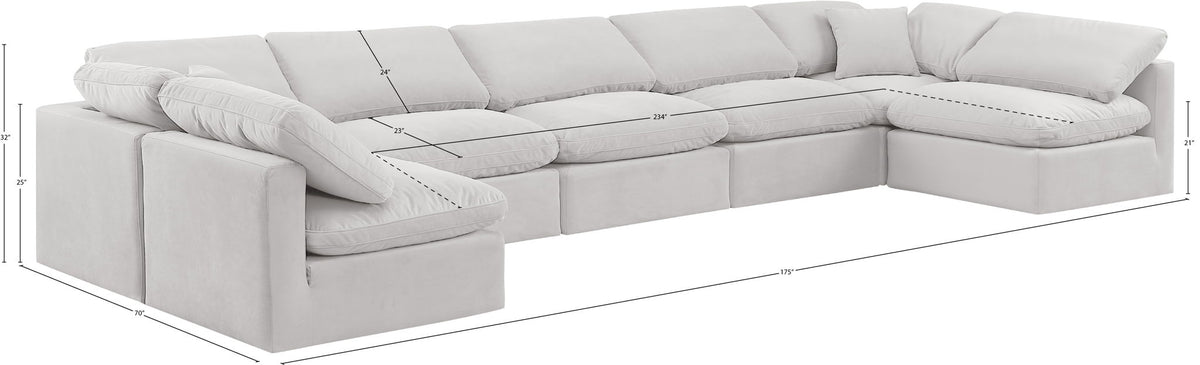 Indulge - Velvet 7 Piece Modular U-Shaped Sectional