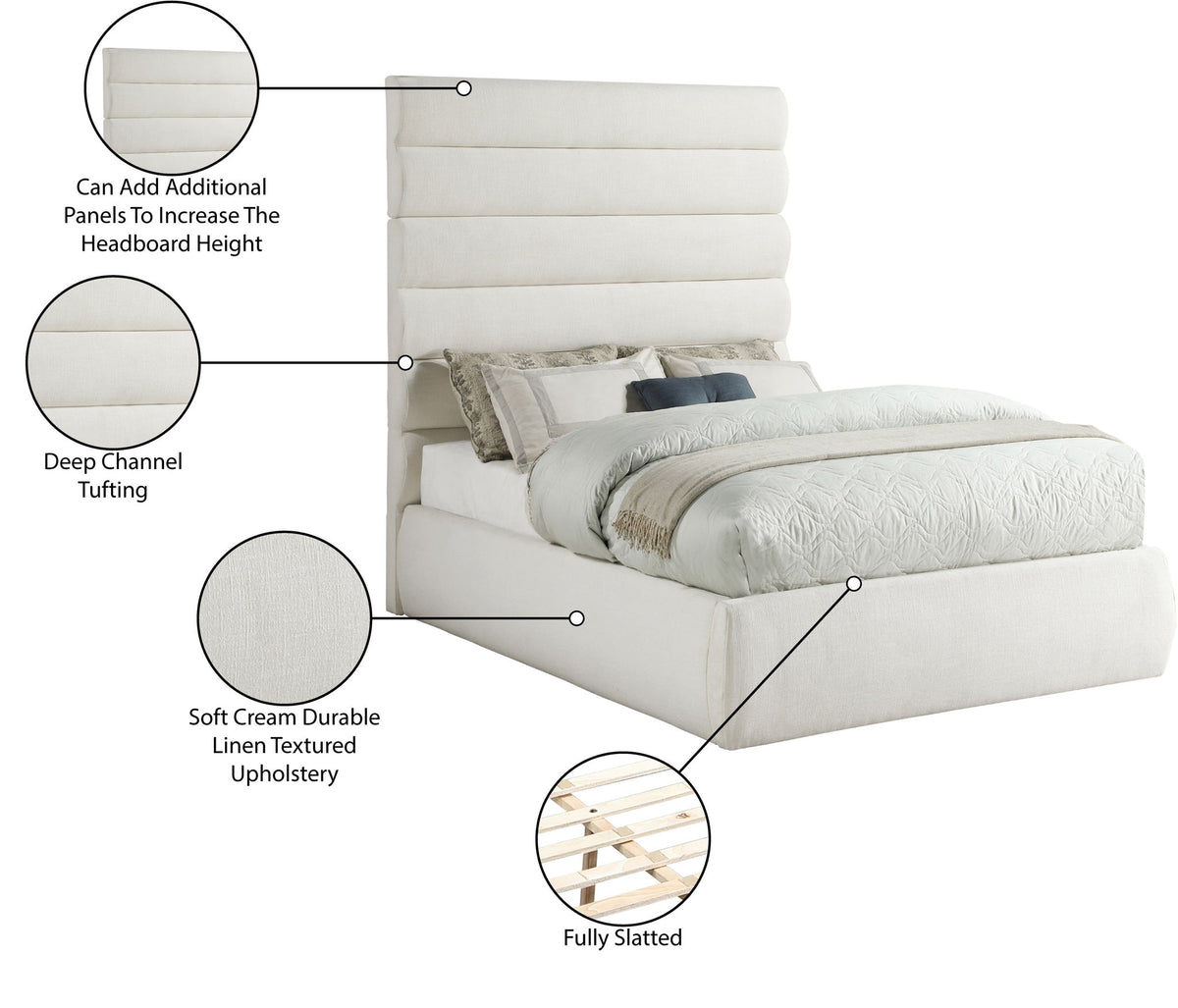 Adam - Linen Fabric Bed With 70.5" Headboard