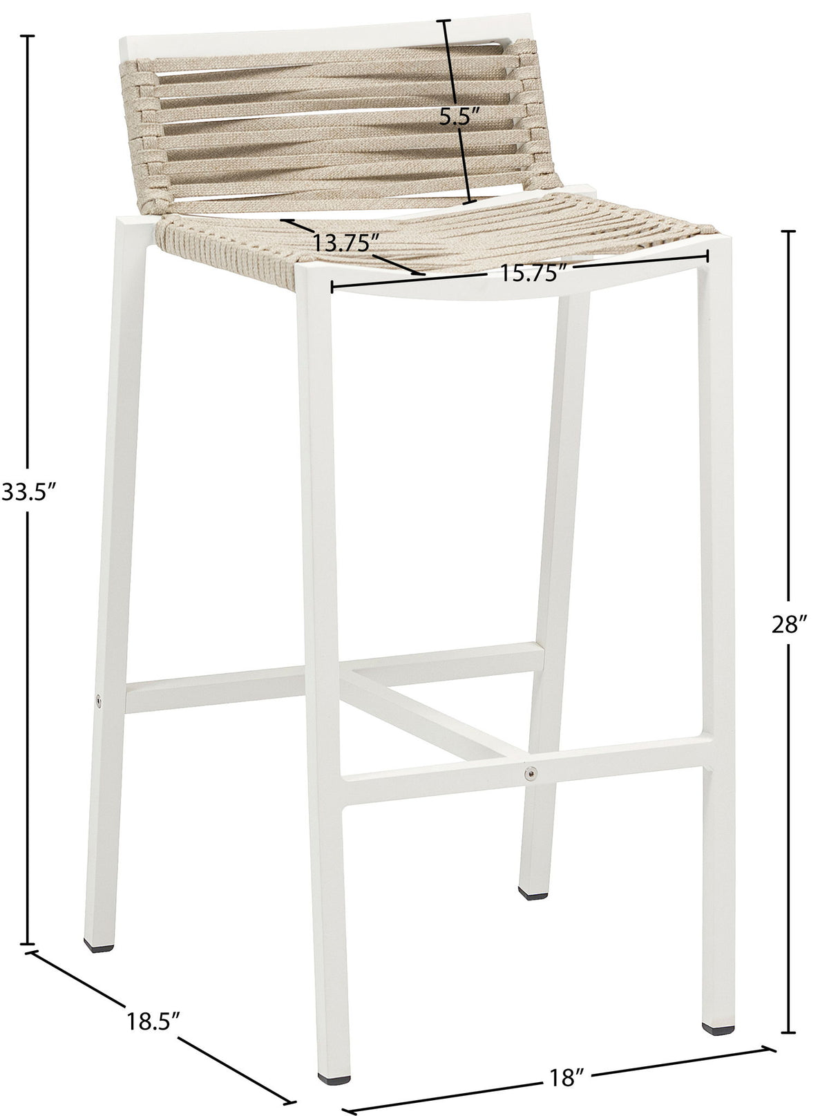 Maldives - Rope Outdoor Patio Bar Stool (Set of 2)