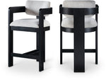 Sacha - Linen Stool With Black Base