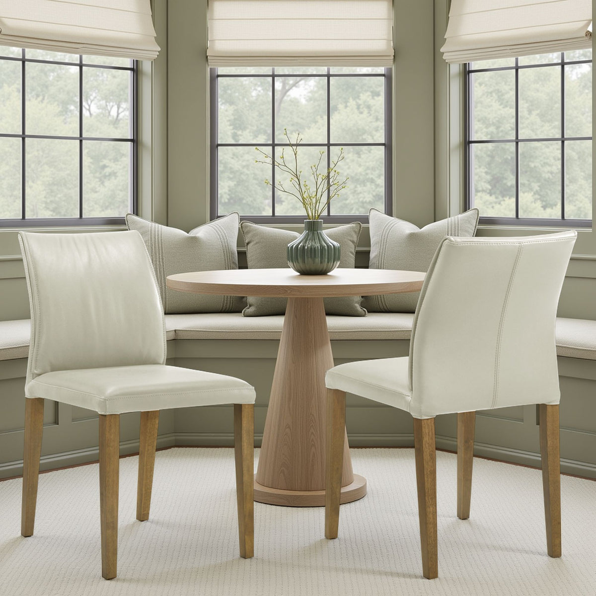 Velena - Full Back Top Grain Leather Upholstered Wood Dining Chairs (Set of 2) - Gray