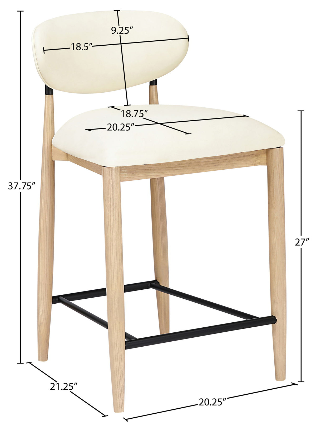 Riccio - Stool - Natural And Black Frame