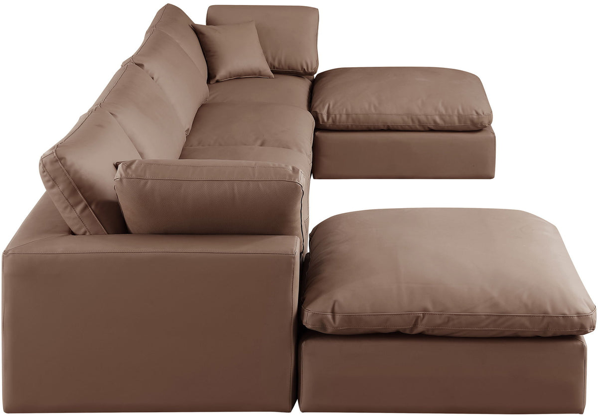 Comfy - 6 Piece Faux Leather Modular Double Chaise Sectional