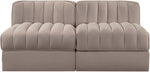 Rummi - Velvet Performance Fabric Upholstered 2 Piece Modular Armless Loveseat