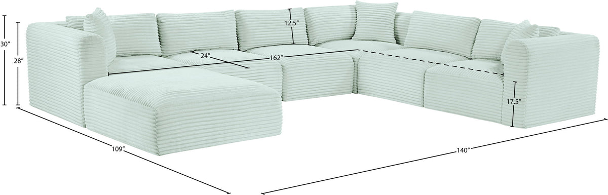 Shaggy - 7 Piece Modular U-Shaped Sectional With Ottoman