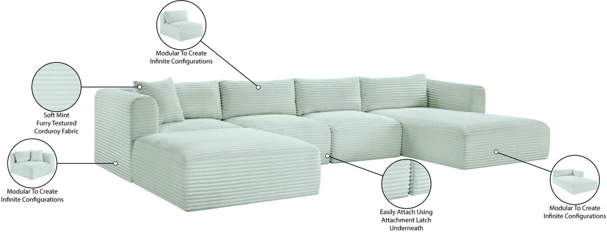 Shaggy - 5 Piece Modular Sectional With Chaise And Ottoman