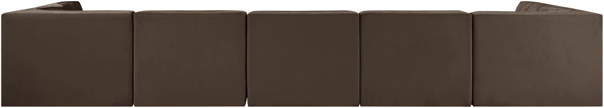 Rummi - Velvet Performance Fabric Upholstered 7 Piece Modular Sectional (With 2 Corner Chairs)