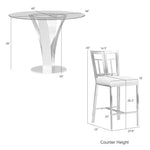 Celina - 5-Piece Round Tempered Glass Tabletop Dining Table Set With Stools Seats Up To 4 - White