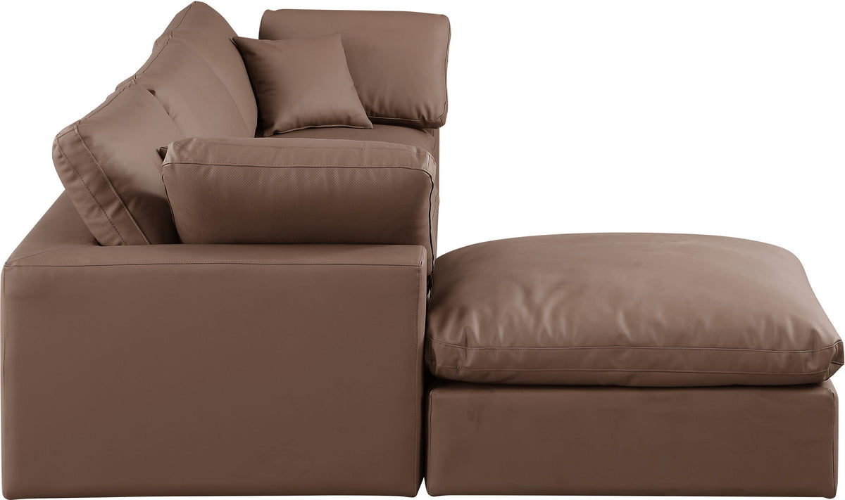 Comfy - 4 Piece Faux Leather Modular Sectional With Chaise