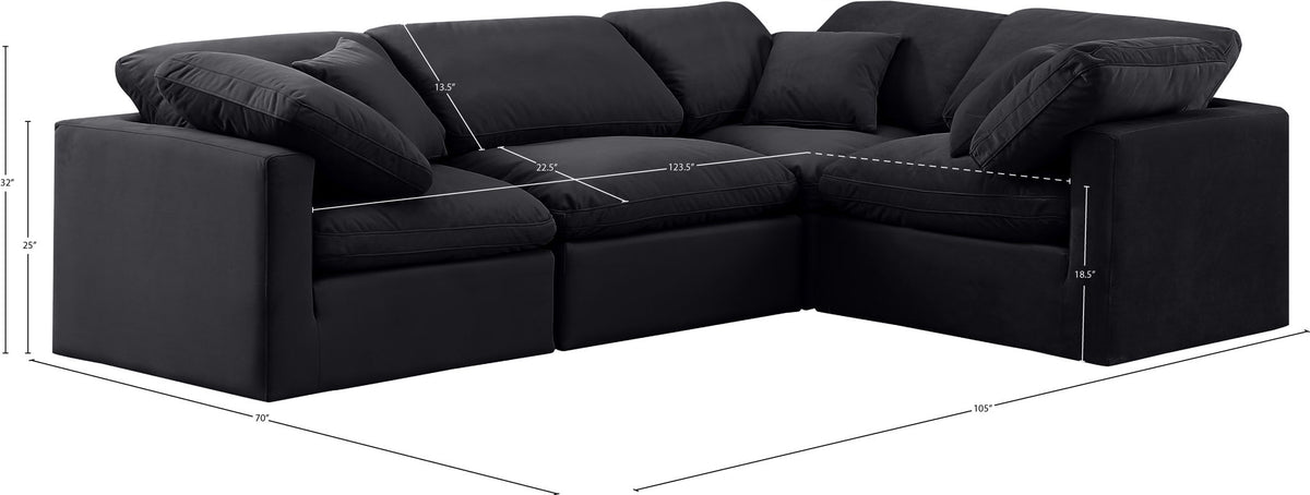 Indulge - Velvet 4 Piece Modular Corner Sectional