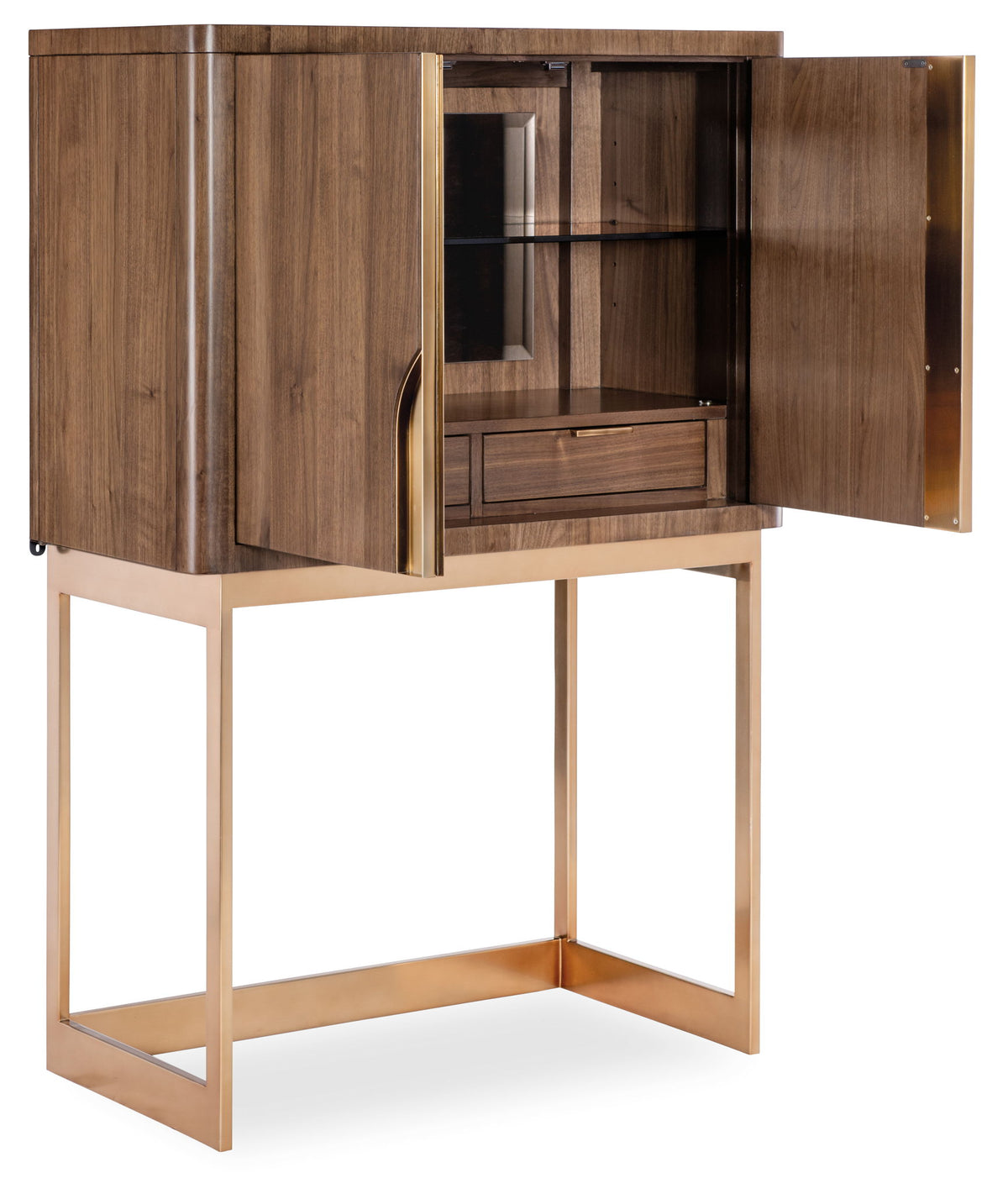 Eleana - Bar On Stand - Medium Wood / Gold