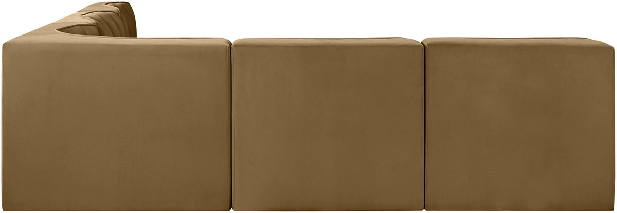 Rummi - Armless Velvet Performance Fabric Upholstered 5 Piece Modular Sectional
