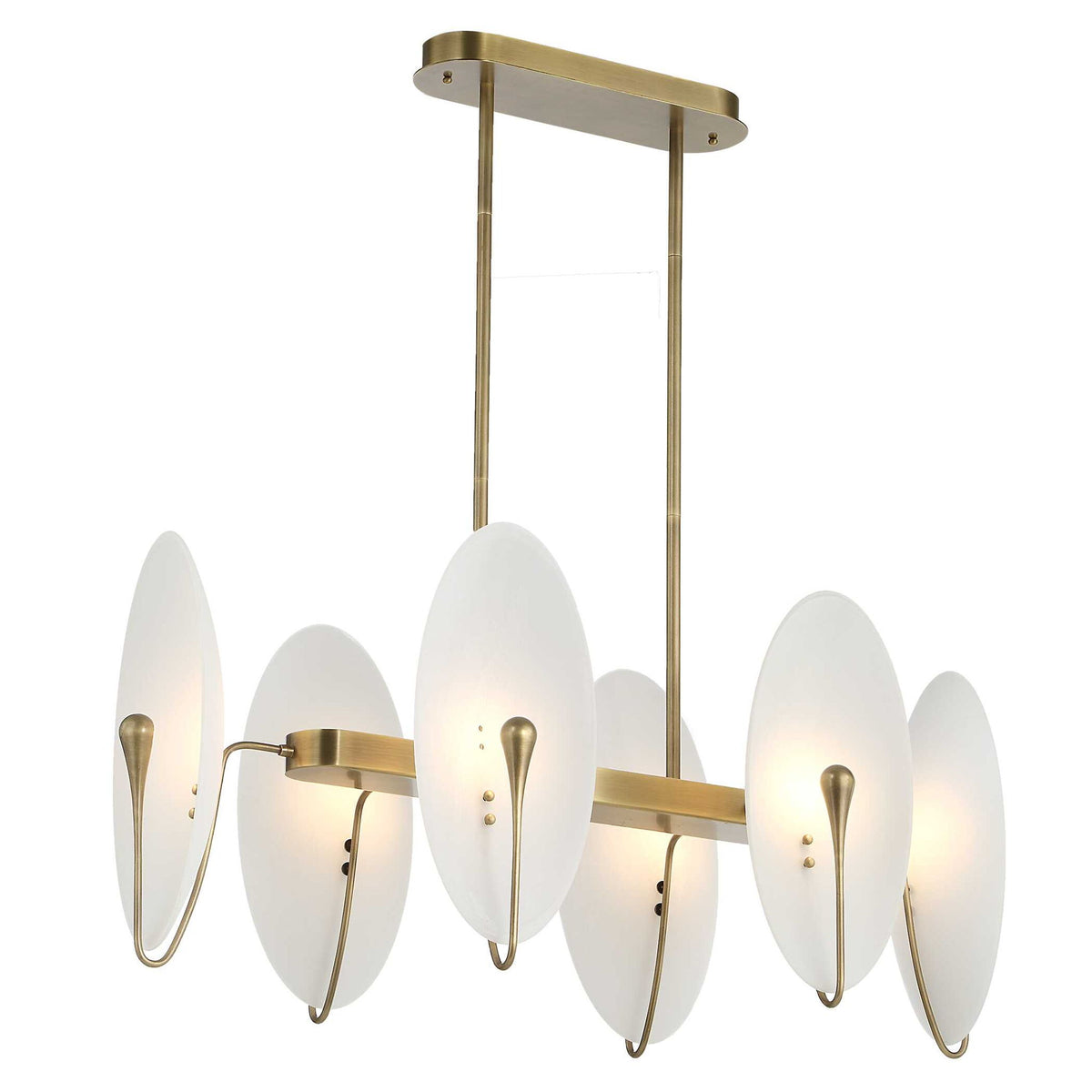 Opal Wand - Pendant - Light Antique Brass / White