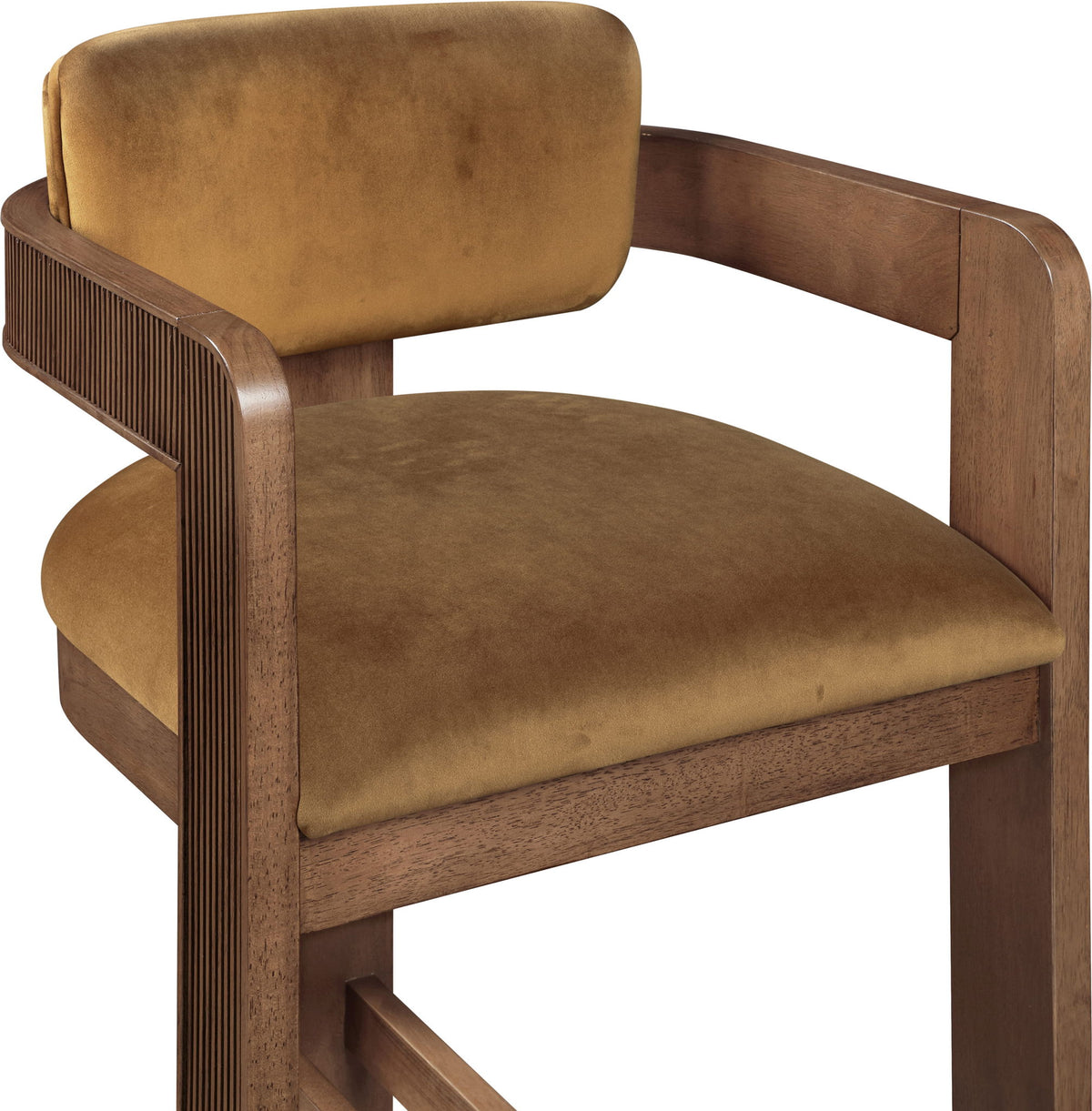 Sacha - Velvet Stool With Brown Base