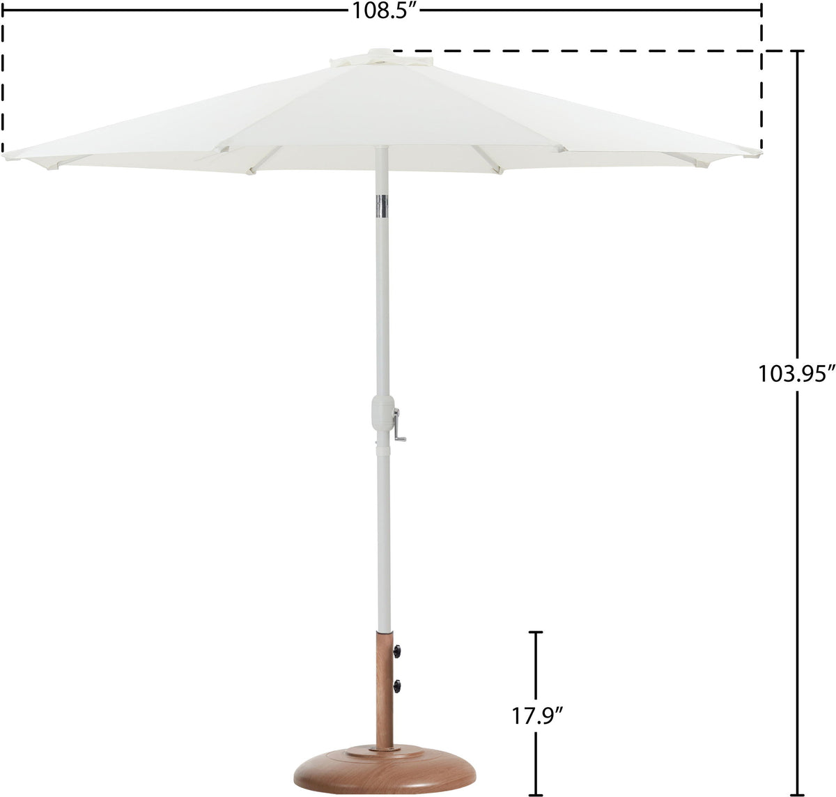 Fiji - Aluminum Patio Umbrella With Round Teak And White Base