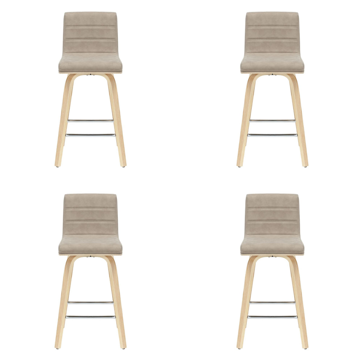 Vienna - 35.5" Swivel Counter Height Square Back Wood Bar Stool With Faux Leather Seat