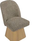 Marlowe - Linen Textured Fabric Upholstered Swivel Dining Side Chair - Stained Natural