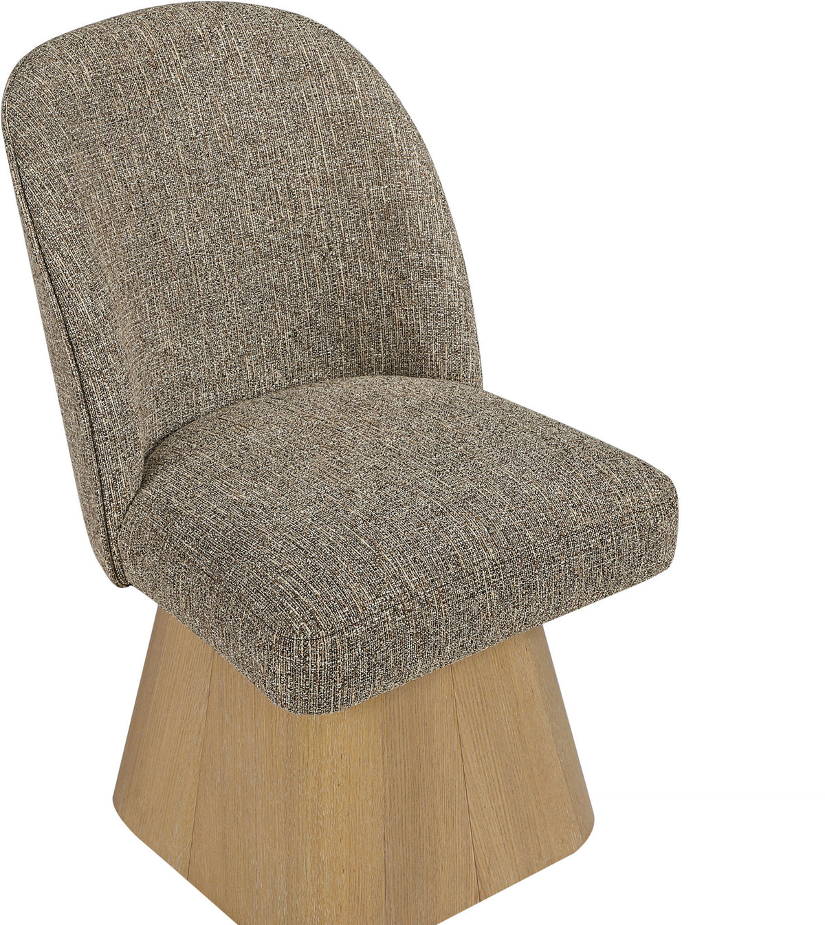 Marlowe - Linen Textured Fabric Upholstered Swivel Dining Side Chair - Stained Natural