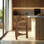 Sacha - Velvet Stool With Brown Base
