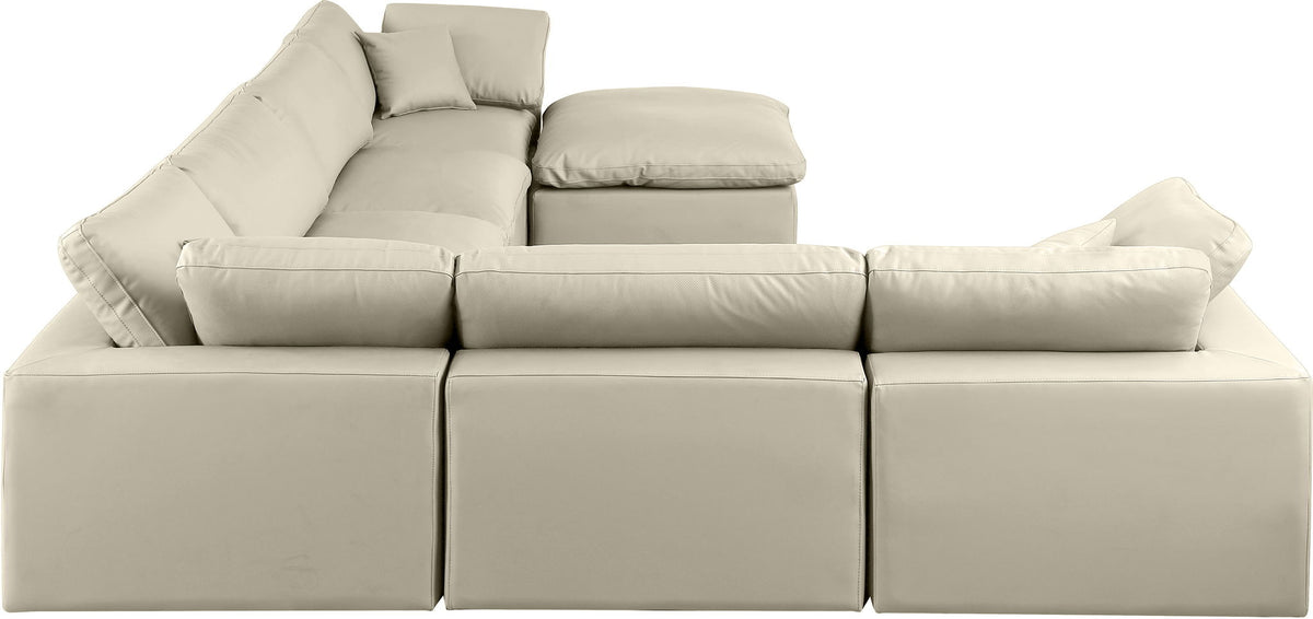 Comfy - 7 Piece Faux Leather Modular Sectional With Chaise