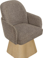 Marlowe - Linen Textured Fabric Upholstered Swivel Dining Arm Chair - Stained Natural