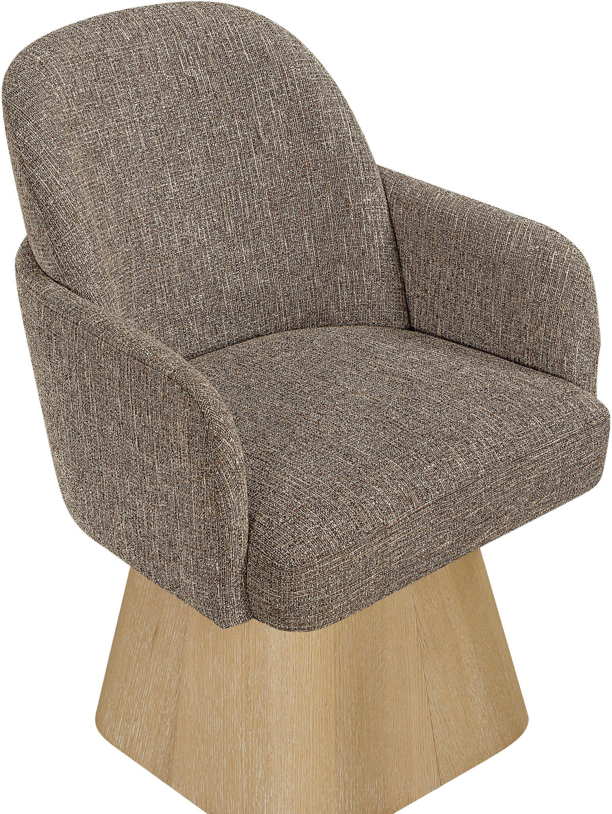Marlowe - Linen Textured Fabric Upholstered Swivel Dining Arm Chair - Stained Natural