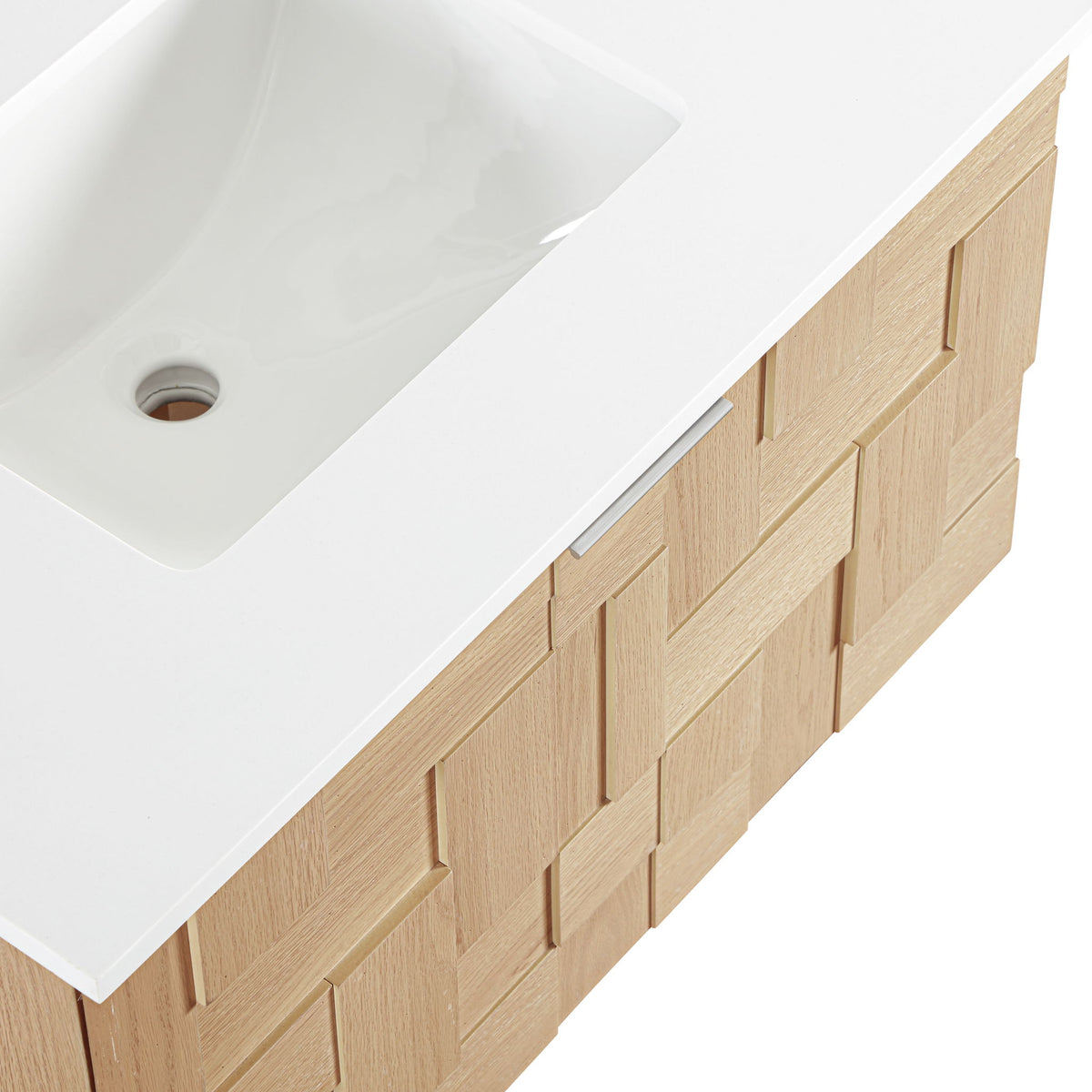 Leonardo - Engineered Stone And Solid Wood 24" Wall Mounted Bathroom Vanity