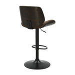 Brock - Adjustable Swivel Curved Back Wood Bar Stool With Faux Leather Seat