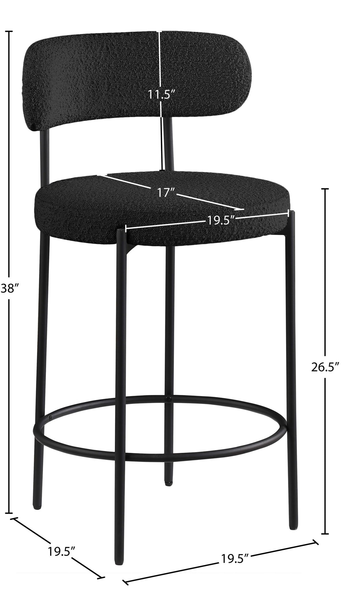 Beacon - Boucle Fabric Stool (Set of 2)